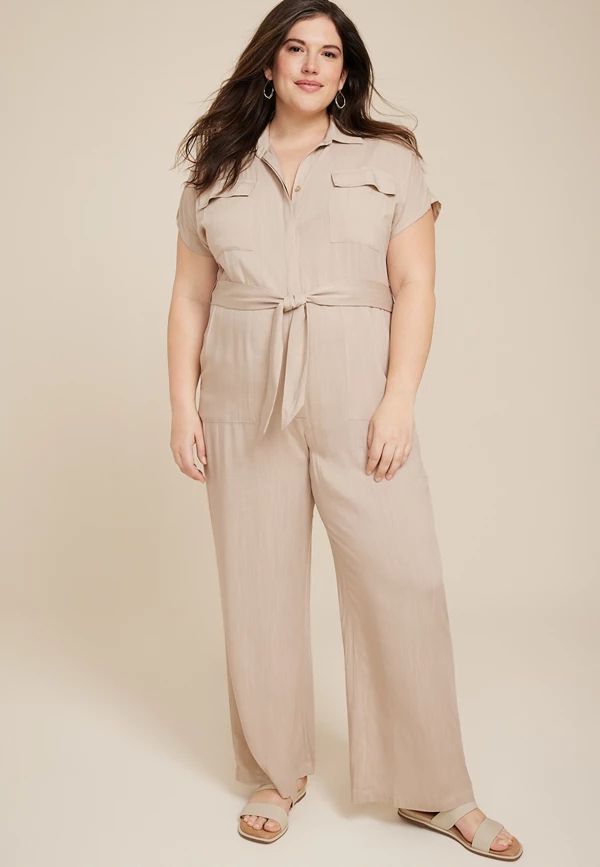 Plus Size Belted Utility Jumpsuit | Maurices