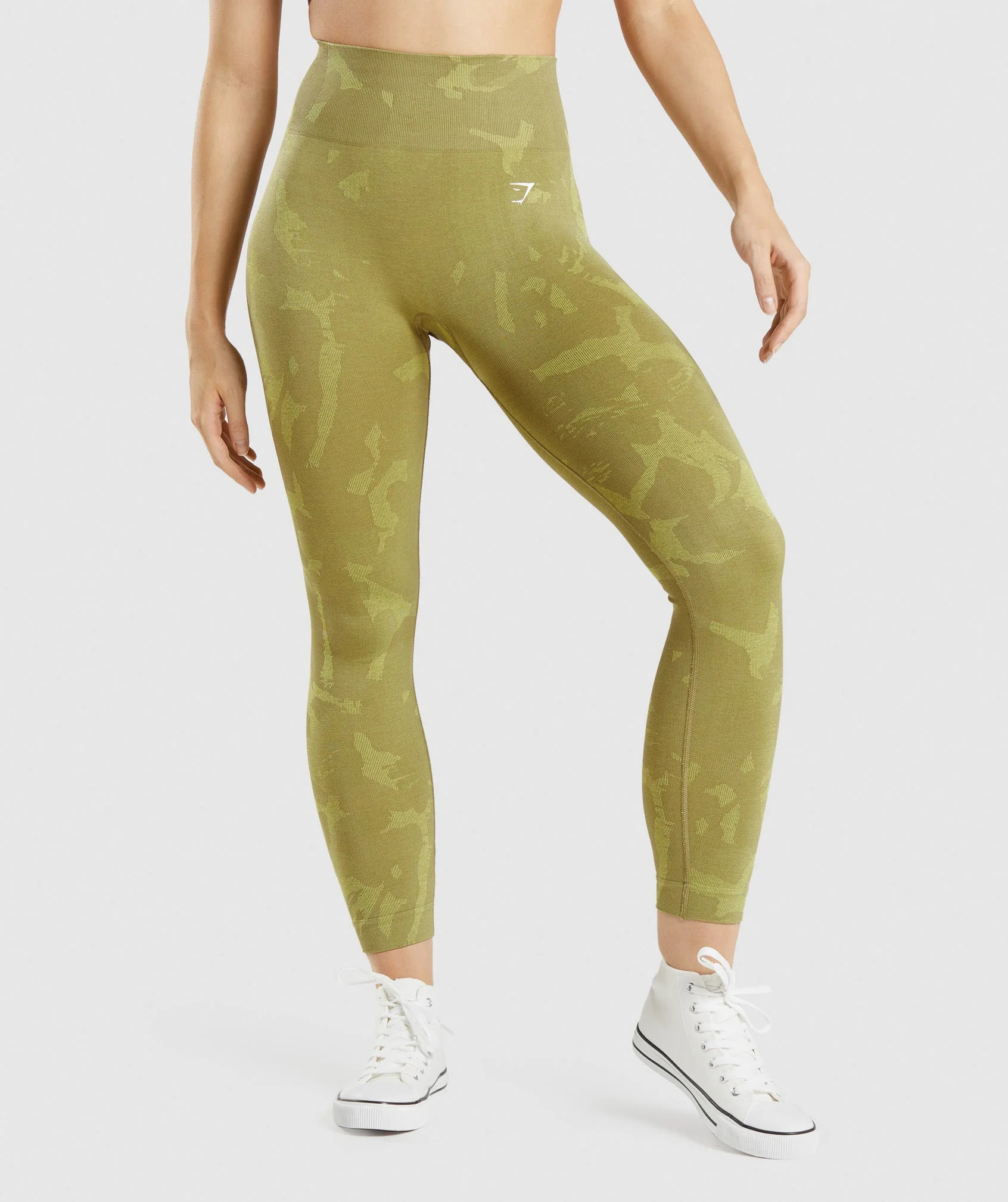 Gymshark Adapt Camo Seamless Leggings - Savanna | Griffin Green | Gymshark US