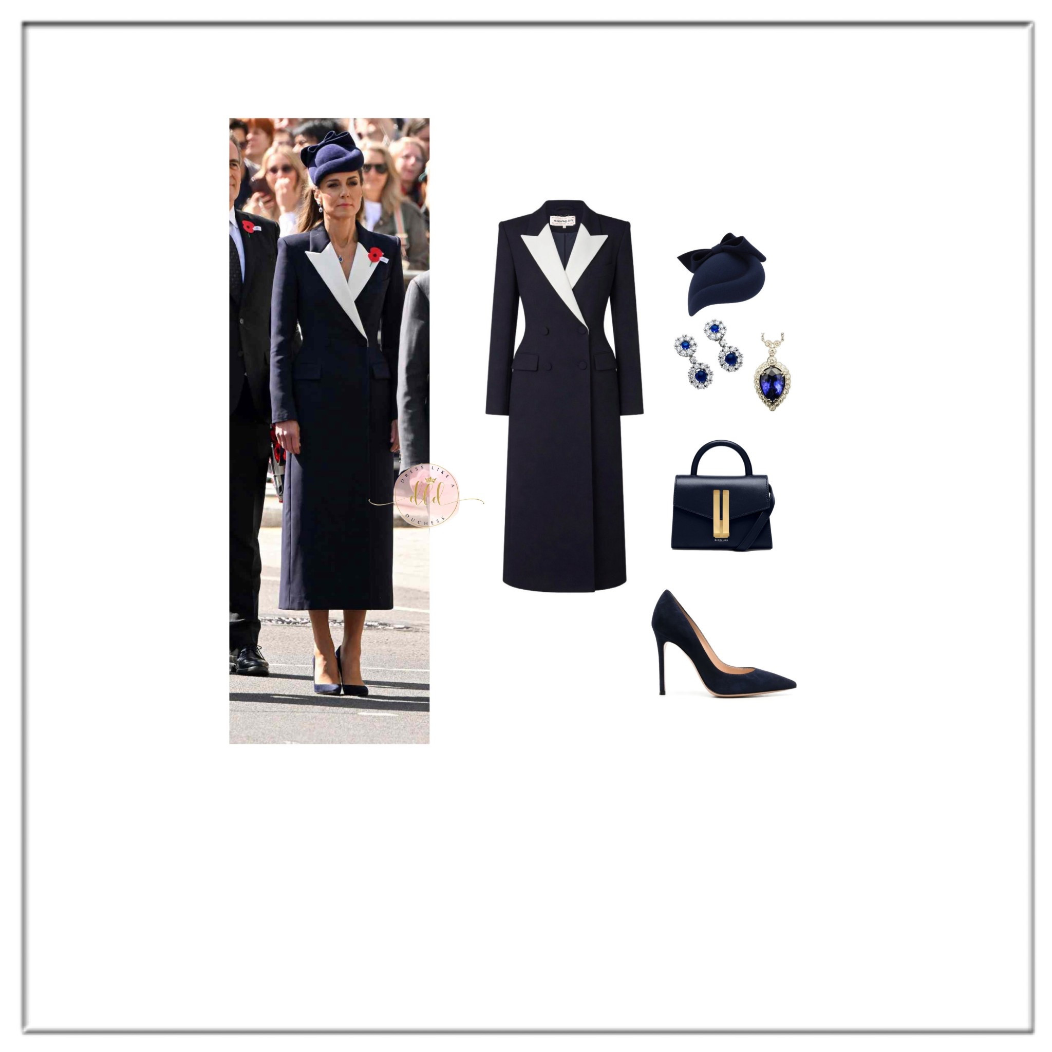 4/25/26 Kate Middleton at Anzac Day ceremonies in London wearing custom Alexander McQueen 