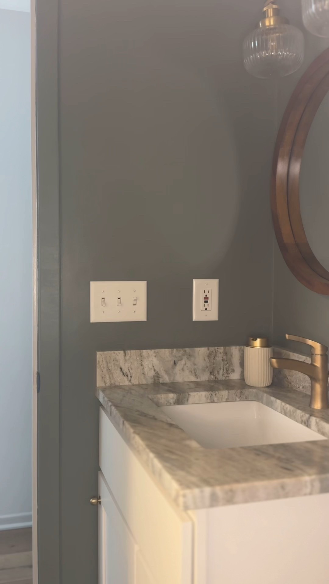 Amerelle has done it again 🤍✨
We just gave our bathroom a little refresh and those basic white plates had to go — especially against our dark wall color. We wanted something that would truly pop, and the Oxford design delivered. 
No detail spared on this one. It’s the perfect finishing touch and instantly elevates the entire space. Truly the jewelry of the room ✨
#bathroomrefresh #homedetails #interiordesign #elevatedhome #designinspo #amerellefinished