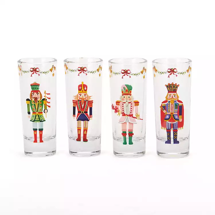 New! Holly Nutcracker Shot Glasses, Set of 4 | Kirklands