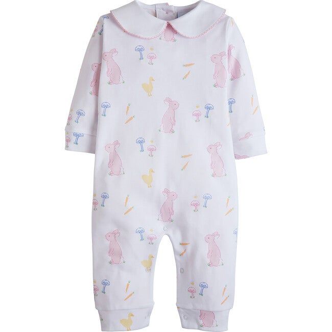 Printed Playsuit, Pink Bunny | Maisonette