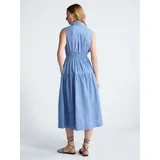 Free Assembly Women's and Women's Plus Sleeveless Cotton Maxi Shirtdress with Belt, Sizes XS-4X | Walmart (US)