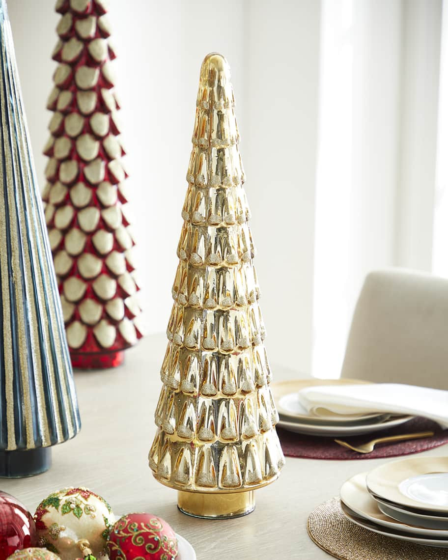 Neiman Marcus Shiny Golden Glitter & Glass Christmas Tree | Horchow