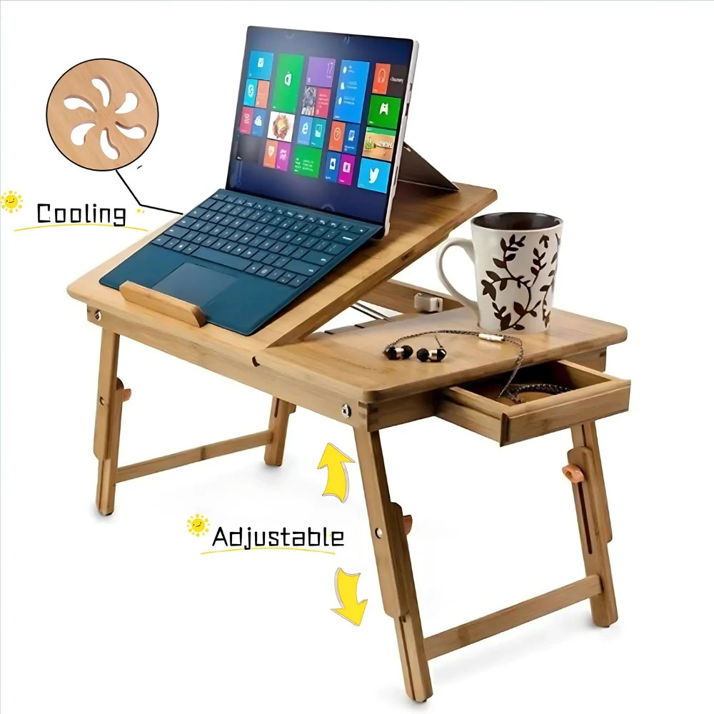 Zimtown Lap Desk 21" x 13", Nature Bamboo Folding Laptop Desk, Bed Tray Table for Computer, Adjus... | Walmart (US)