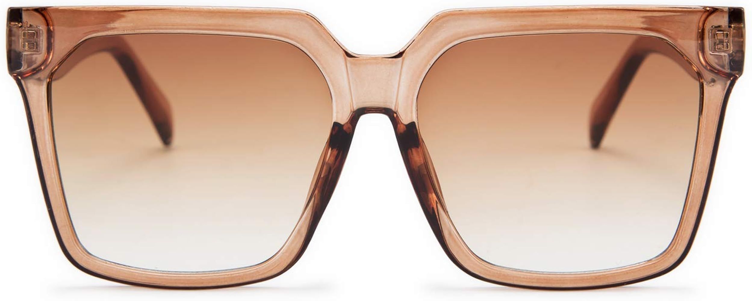 FEISEDY Womens Oversize Square Boyfriend Style Horned Rim Thick Plastic Sunglasses B2585 | Amazon (US)