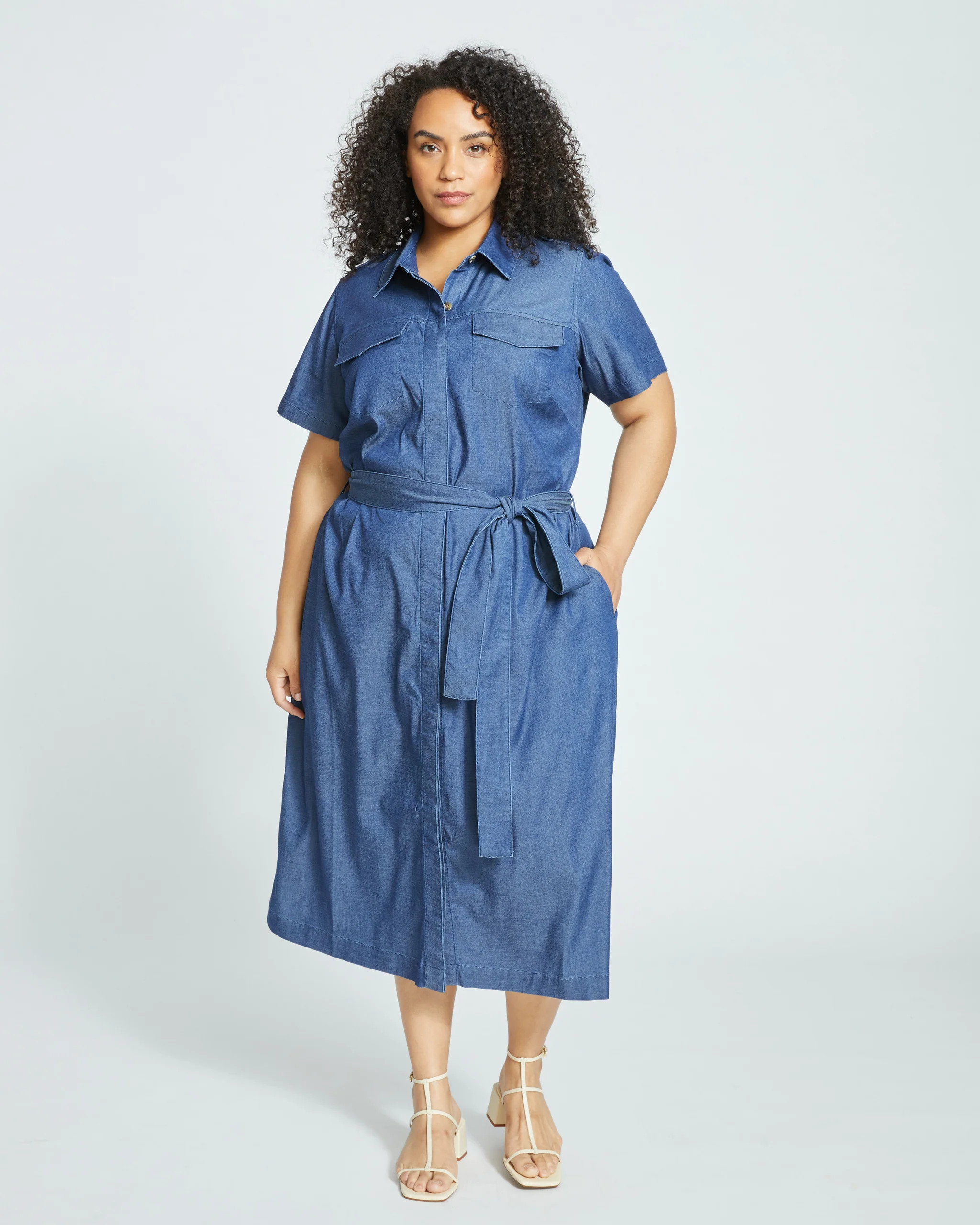 Perfect Chambray Savannah Shirtdress - Midnight Blue | Universal Standard