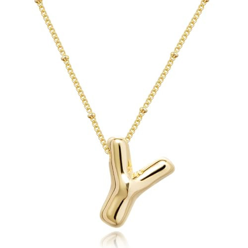SELFROSE Initial Necklaces for Women,Dainty Bubble Letter Necklace 14k Gold Plated Chunky Initial Pendant Necklaces for Women Trendy Charm Custom Name Necklace Cute Gold Jewelry Gifts for Women | Amazon (US)