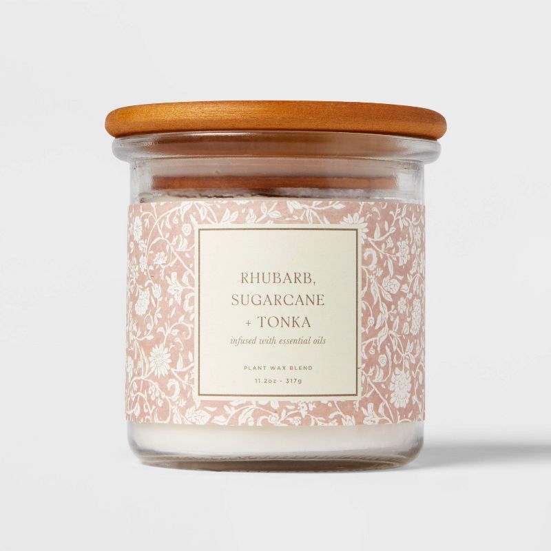 11oz Lidded Jar Candle Rhubarb Sugarcane &#38; Tonka - Threshold&#8482; | Target