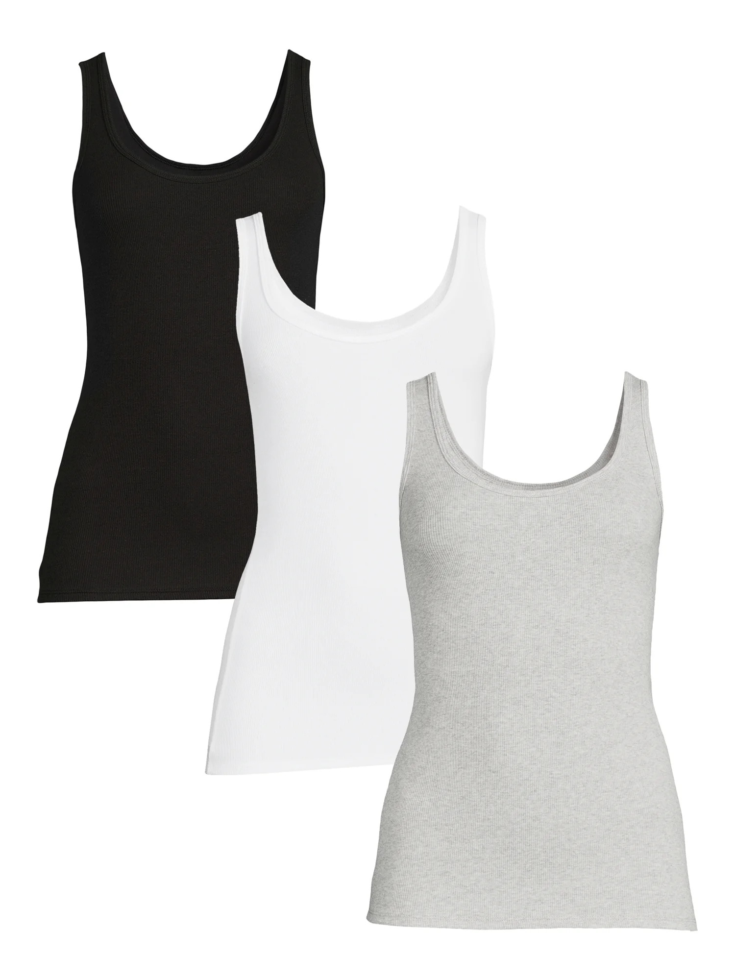 Time and Tru Women's Rib Tank Top, 3-Pack - Walmart.com | Walmart (US)