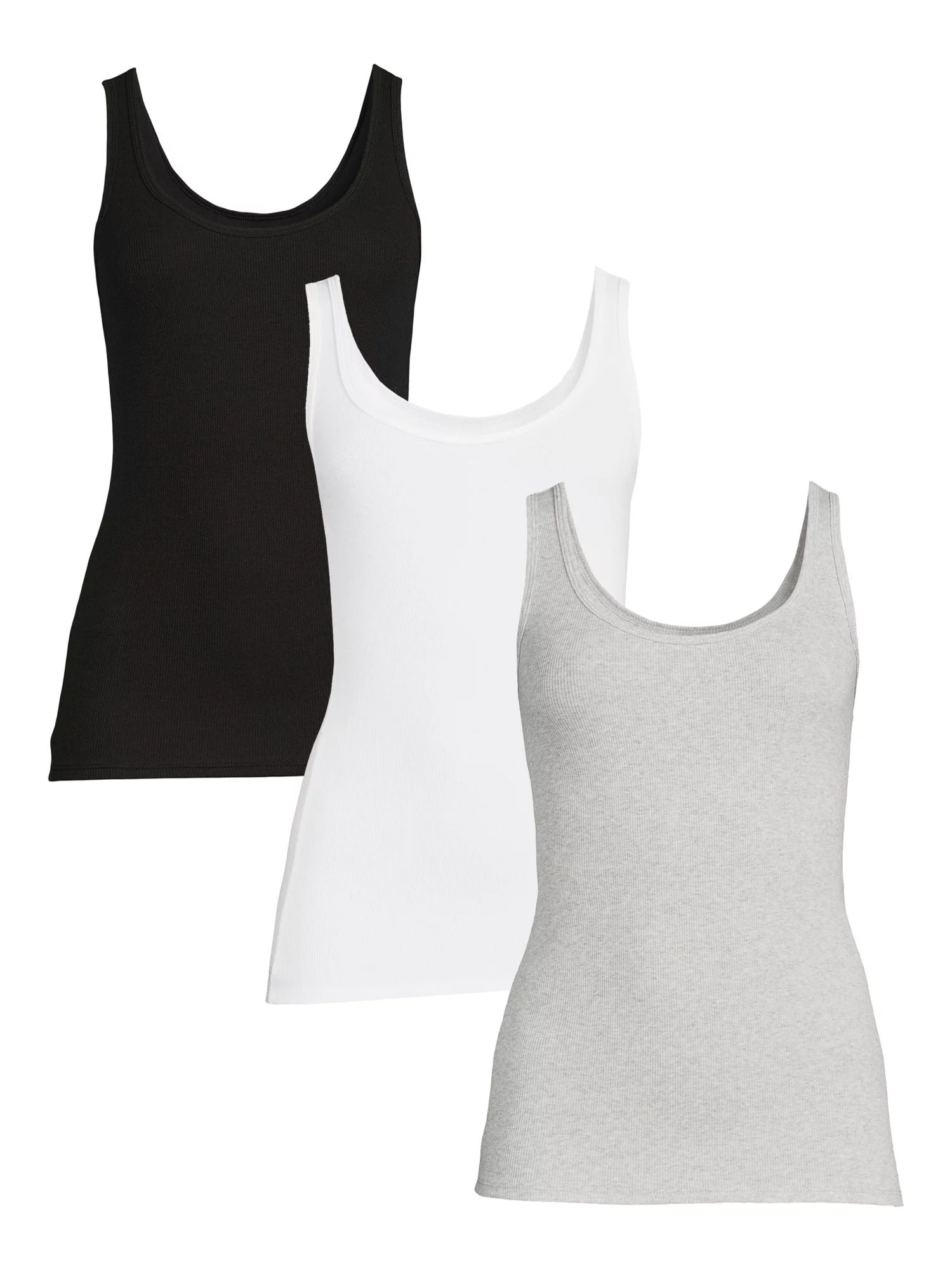 Time and Tru Women's Rib Tank Top, 3-Pack | Walmart (US)