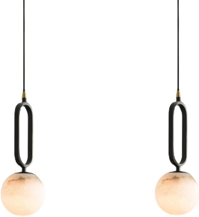 3Packs Island Lights 13.3IN Transparent Marble Lampshade Chandelier Black Copper Lamp Holder Pend... | Amazon (US)