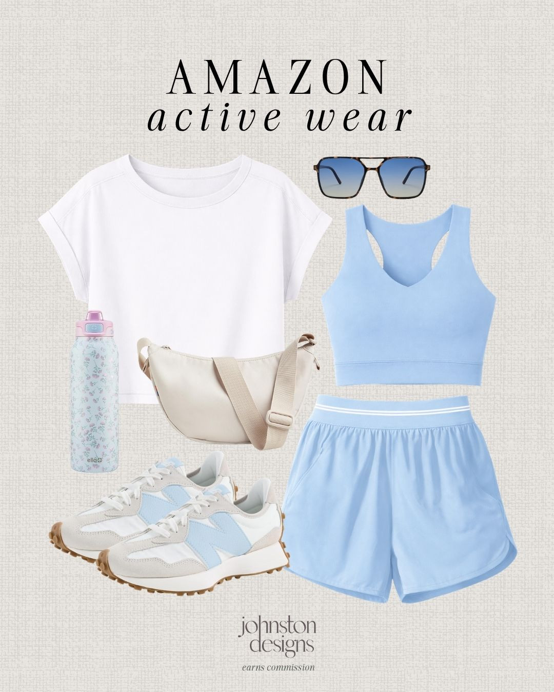 Amazon activewear. 👟 Soft blue workout set with a supportive sports bra and flowy athletic shorts, styled with neutral sneakers, a lightweight tee and everyday accessories. Perfect for pilates, hot girl walks, gym sessions and running errands in a cute, comfortable look.

#amazonactivewear #workoutsets #blueactivewear #athleisurestyle #pilatesoutfit #gymoutfit #amazonfashion #casualstyle #fitnesswear #ltkfitness 

 #LTKootd #LTKfitnessgoals #LTKActive