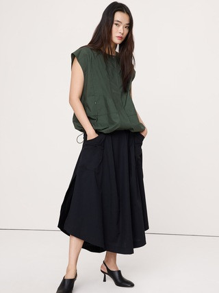 Cotton Poplin Bubble-Hem Top | Banana Republic (US)