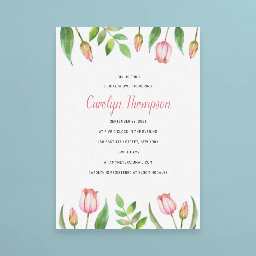 Watercolor Tulips Bridal Shower  | Postable | Postable