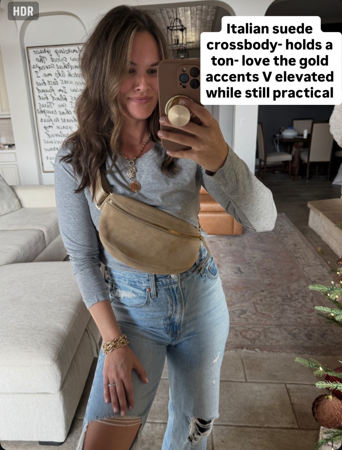 Love this crossbody bag! The nicest suede material and gold accents. Holds a lot and affordable! #purse #bag #ootd 

#LTKgrwm #LTKootd #LTKmomlife