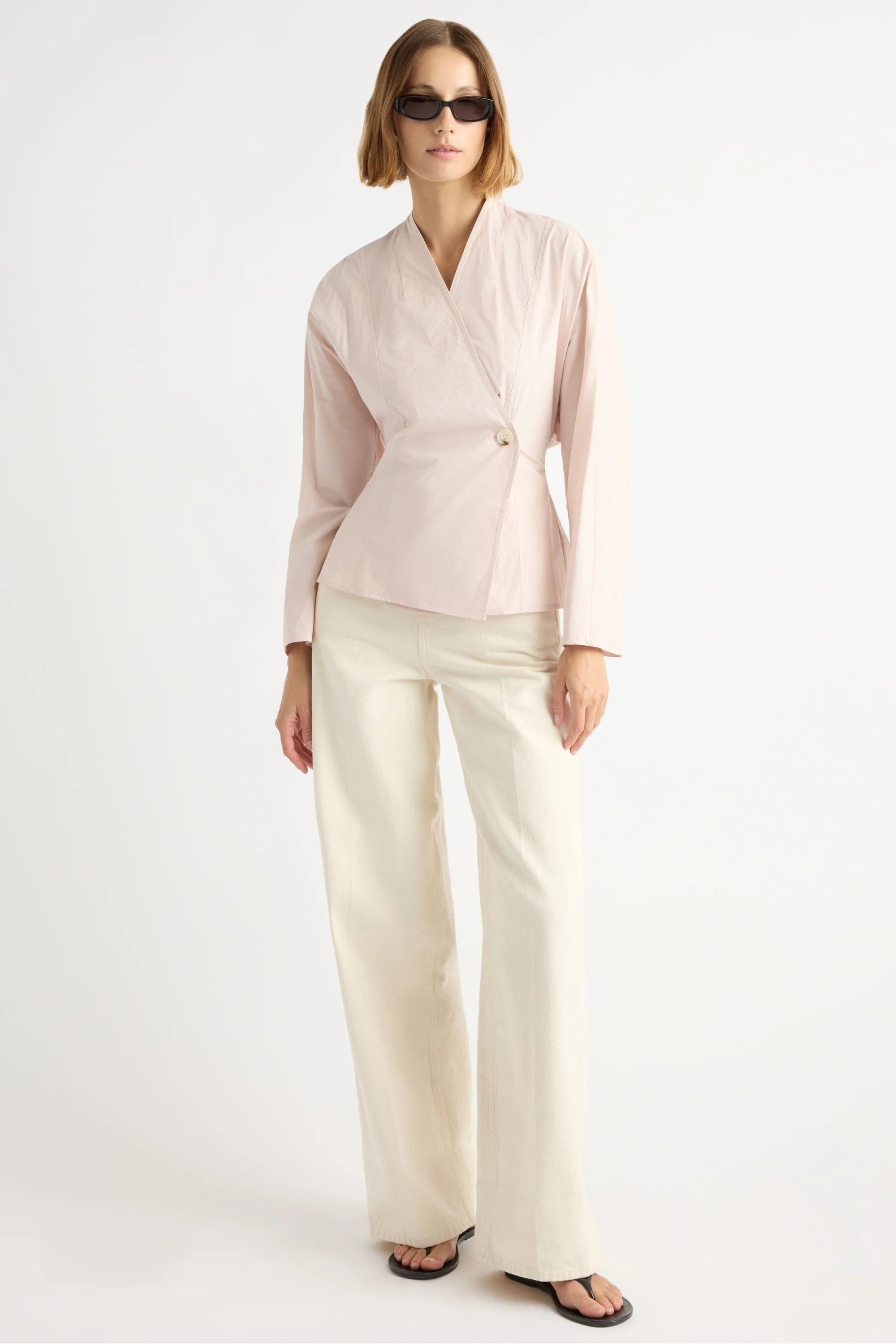 Zainab Sculpted Cotton Wrap Blouse | Modern Citizen