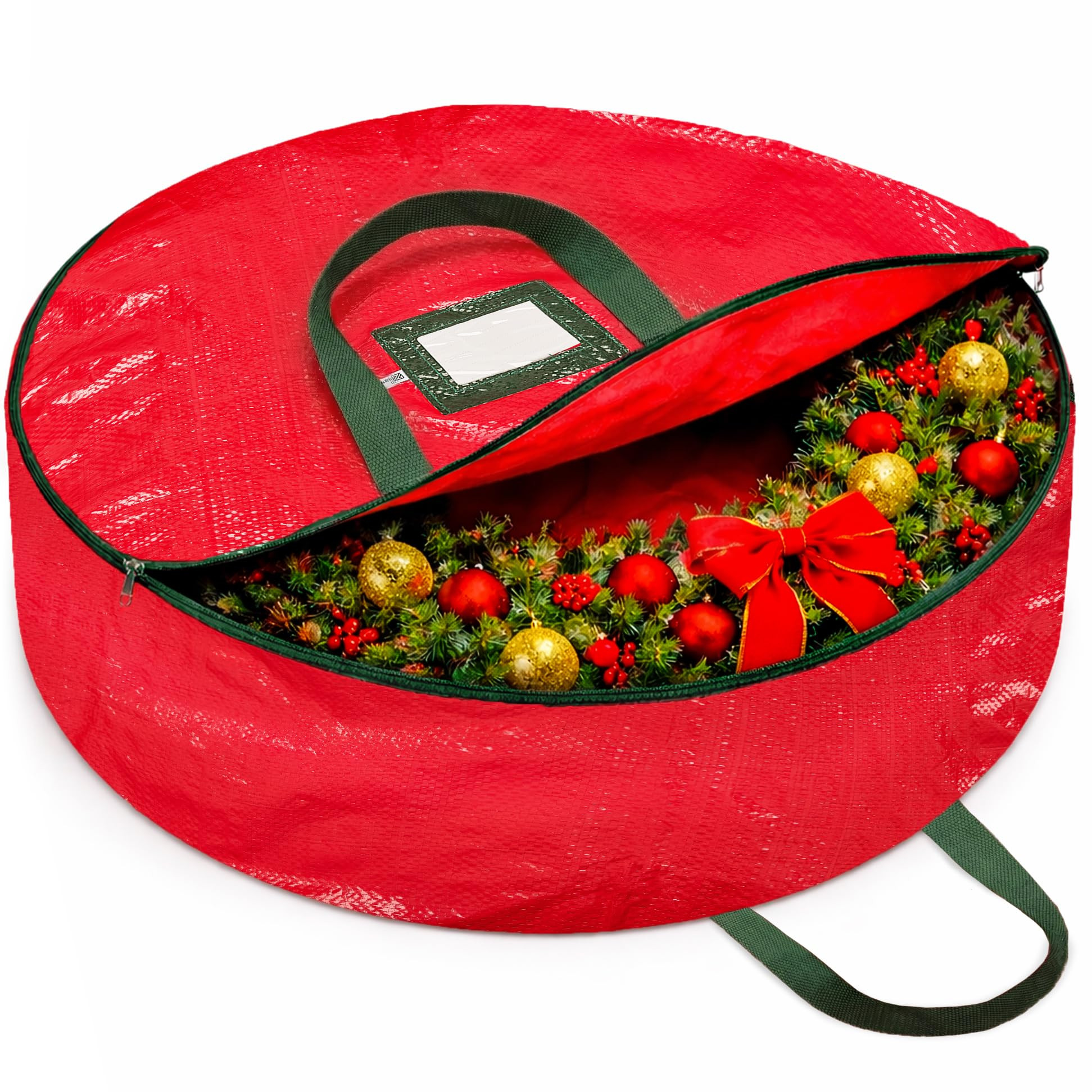 ZOBER Christmas Wreath Storage Container 24 Inch - Wreath Bag for Artificial Wreaths Box - Dual Z... | Amazon (US)