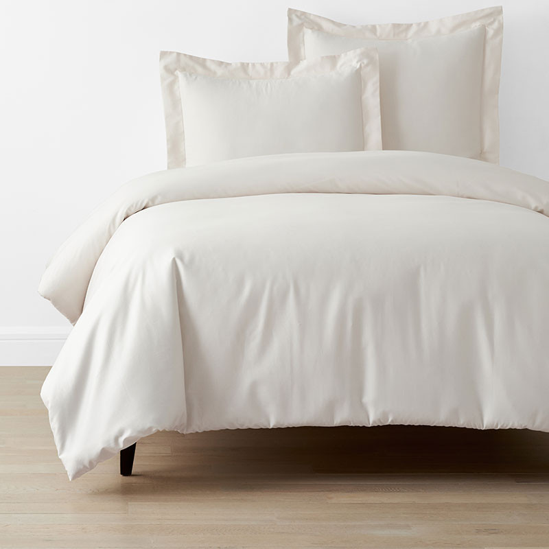 Classic Smooth Sateen Solid Duvet Cover - Ivory, Queen | The Company Store