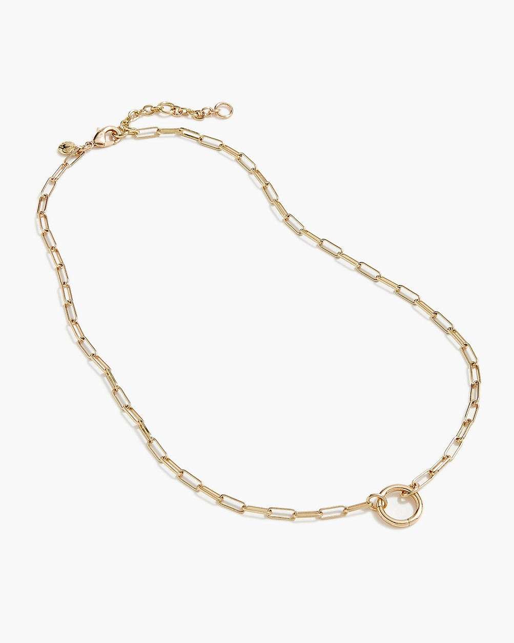 Paper-clip charm link chain necklace with ring | J.Crew Factory