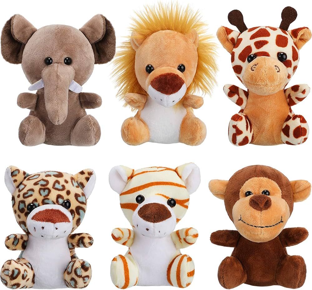 12 Pieces Mini Stuffed Forest Animals Jungle Animal Plush Toys in 4.8 Inch Cute Elephant Lion Gir... | Amazon (US)