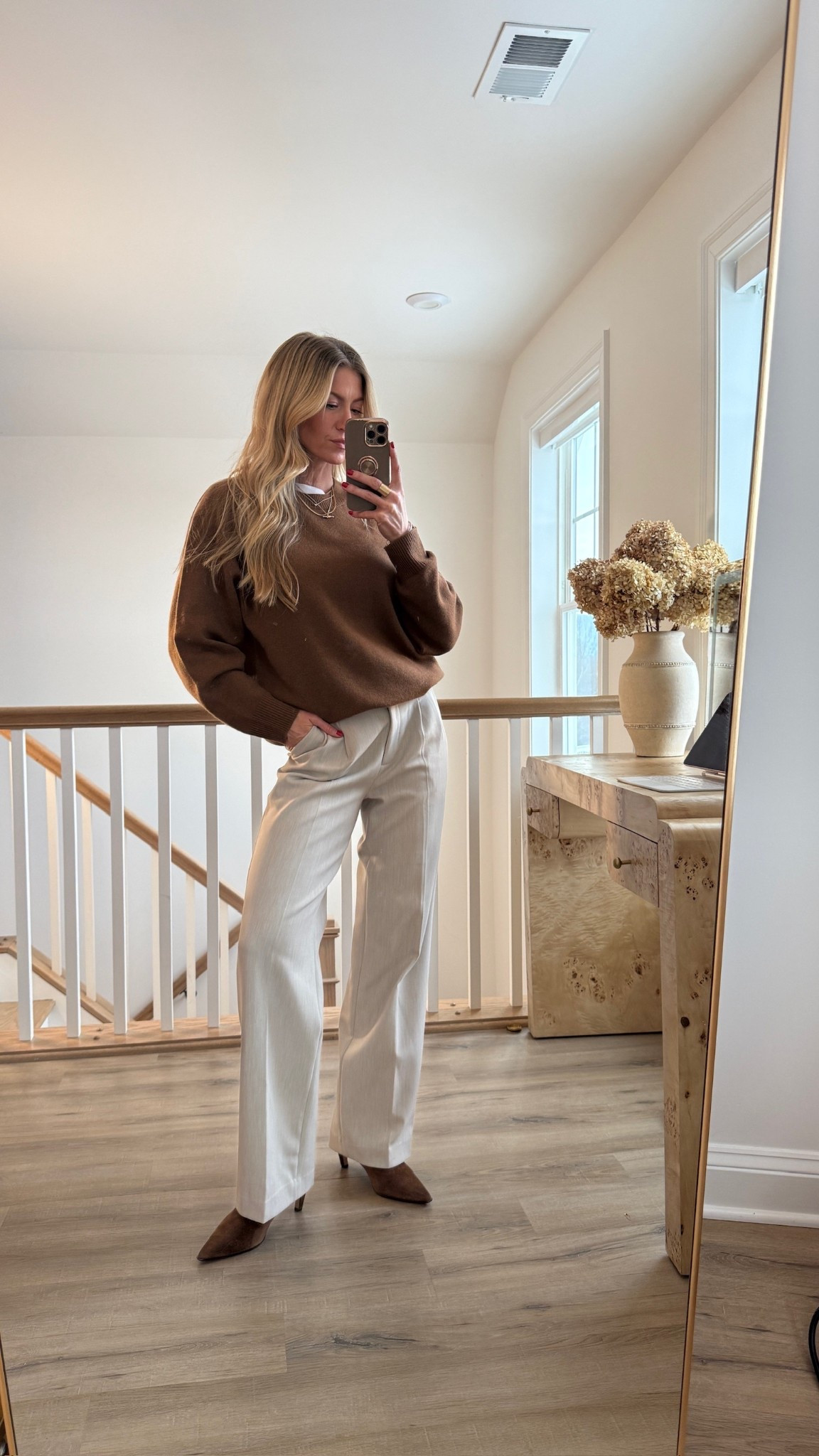 Sweater + trouser loom for winter! 
Sweater: wearing size small 
Pants: run TTS

#LTKGiftGuide #LTKHoliday