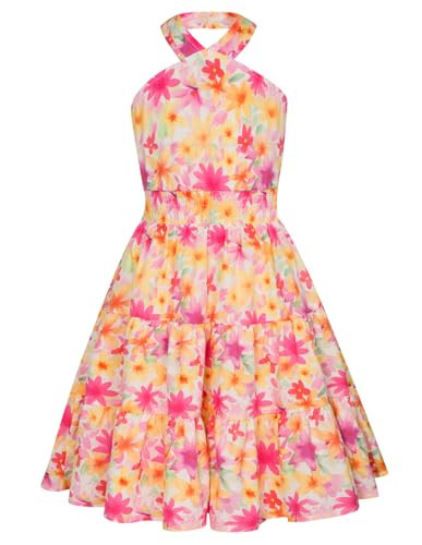 GRACE KARIN Girls Easter Dress Off Shoulder Floral Dress Midi A-line Spring Summer Dress Pink 10Y | Amazon (US)