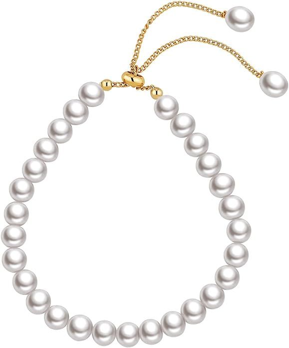 Kemstone Pearl Bracelets Baroque Culture Freshwater Pearls Bracelet 18K Gold Plated Adjustable Sl... | Amazon (US)