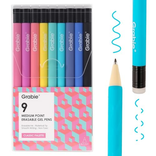 Grabie Erasable Gel Pens, 9 Colors Erasable Pens, Make Mistakes Disappear Colored Pens, Assorted Color Inks for Drawing Writing Planner,Gel Pens for Coloring | Amazon (US)