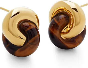 x Kate Young Tiger's Eye Link Stud Earrings | Nordstrom