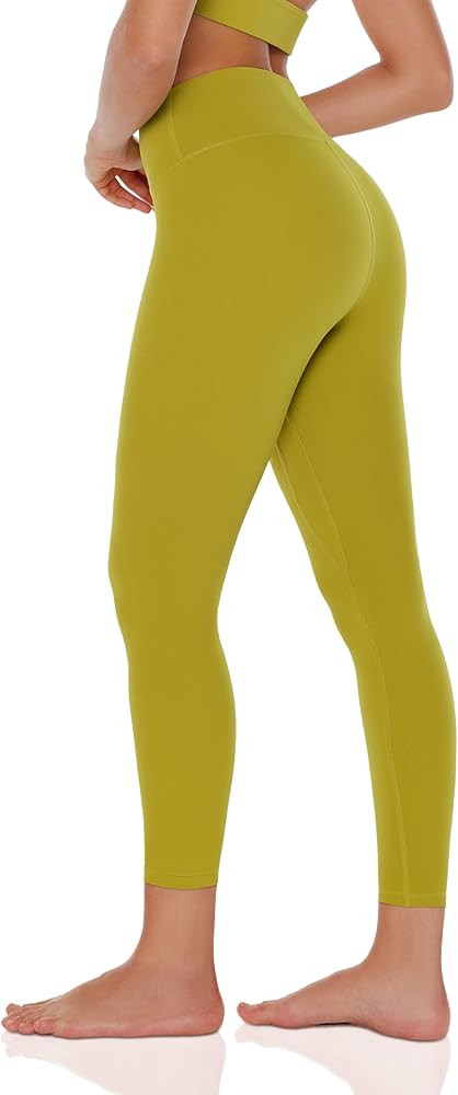 Womens Yoga Leggings Workout Tights Pants 25"/28" High Waisted No Front Seam Tummy Control Cream ... | Amazon (US)