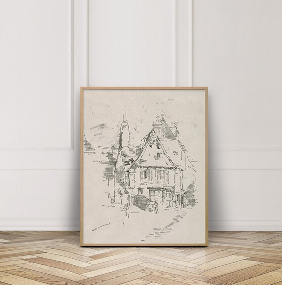 54. Sketched Cottage, Vintage Etched Cottage, Sketched House, Etched House, Sketched Building, Co... | Etsy (US)