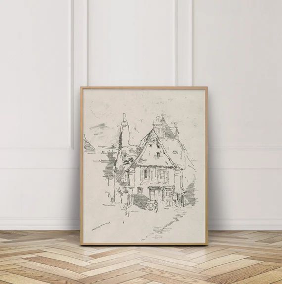 54. Sketched Cottage, Vintage Etched Cottage, Sketched House, Etched House, Sketched Building, Co... | Etsy (US)