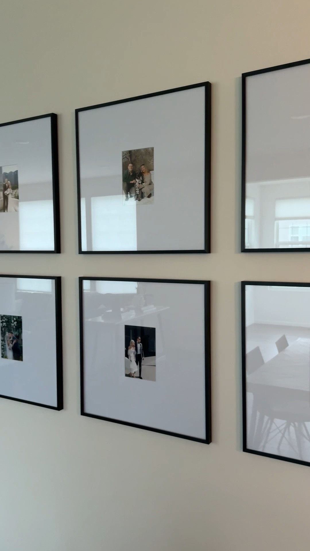 Walmart frames!! Gallery wall turned out so good! 5x7 photos, we did 4 inches apart horizontally and then 3 inches apart vertically to fill up the large wall! 

#gallerywall #pictureframes #walmart

#LTKFamily #LTKHome