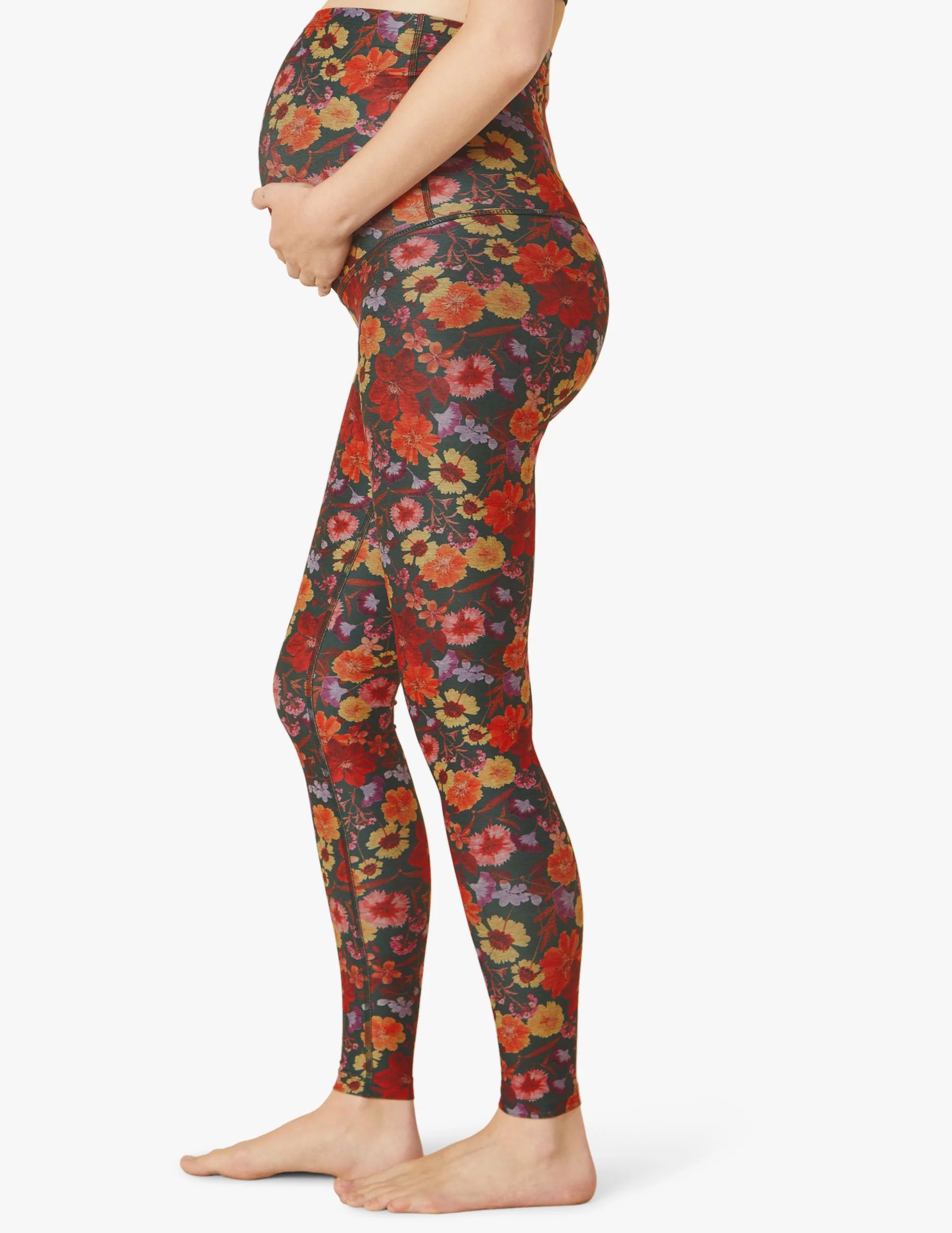Pressed Flowers Softmark Love The Bump Midi Maternity Legging | Beyond Yoga | Beyond Yoga