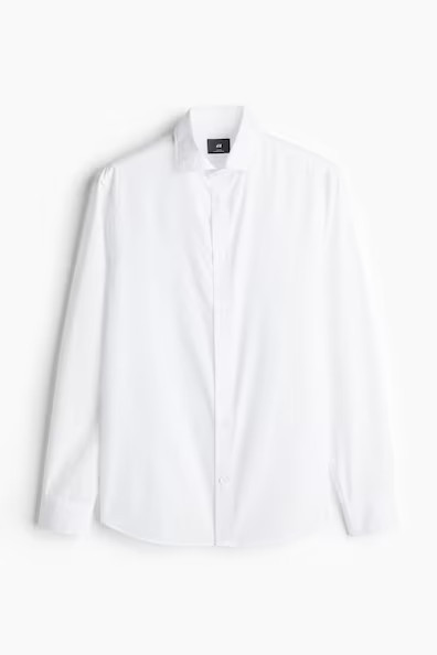 H & M - Slim Fit Easy-Iron Shirt - White | H&M (US + CA)