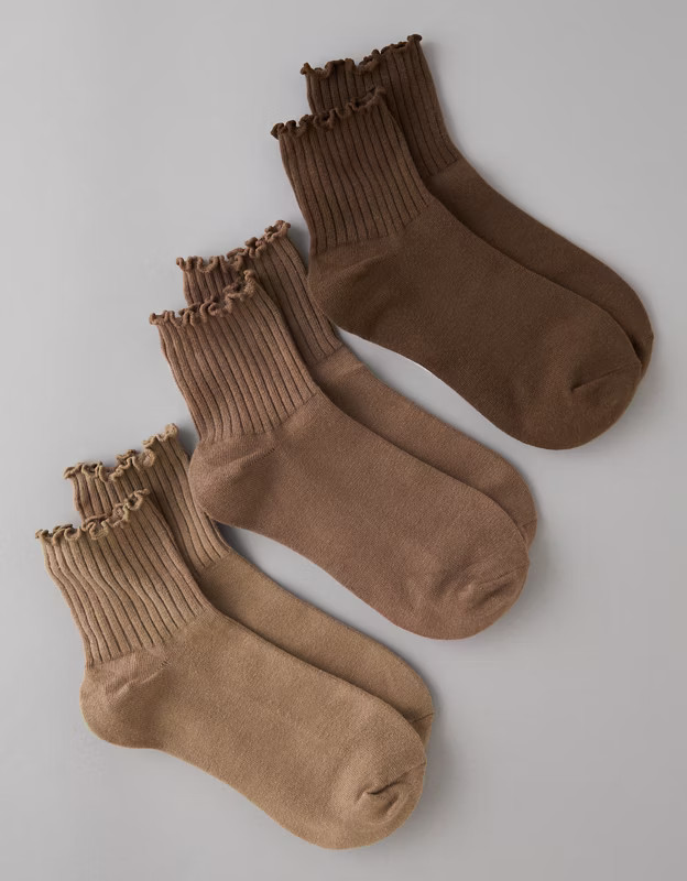 AE Ruffle Boyfriend Socks 3-Pack | American Eagle Outfitters (US & CA)