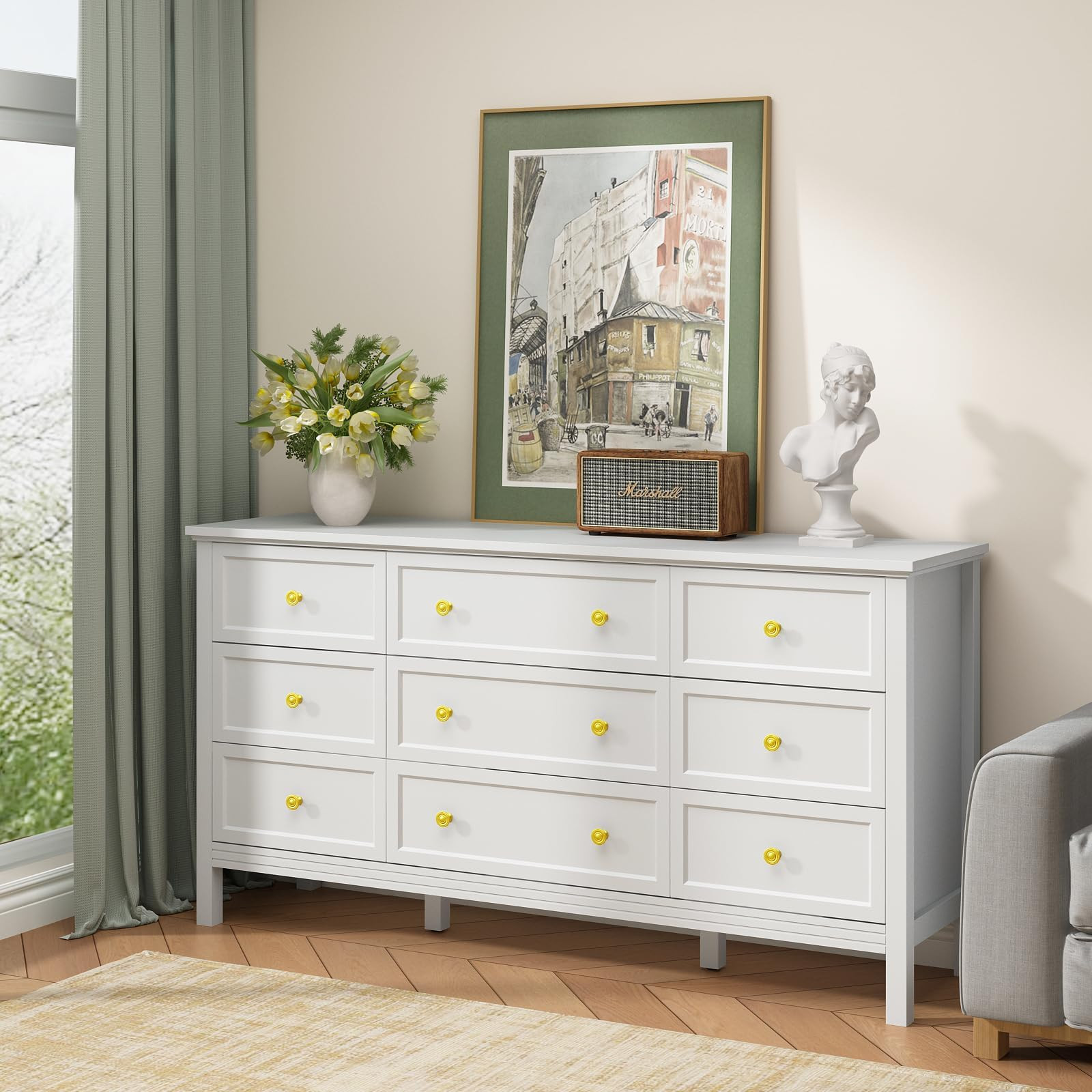 CARPETNAL 9 Drawer White Dresser for Bedroom with Deep Drawers, Large Dressers & Chest of Drawers... | Amazon (US)