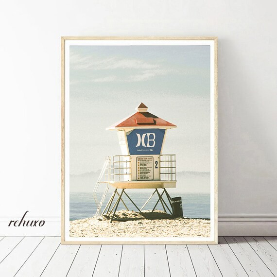 Beach Print, Coastal Decor, Beach Hut Print, Beach Poster, Coastal Wall Art, Beach Decor, Califor... | Etsy (US)