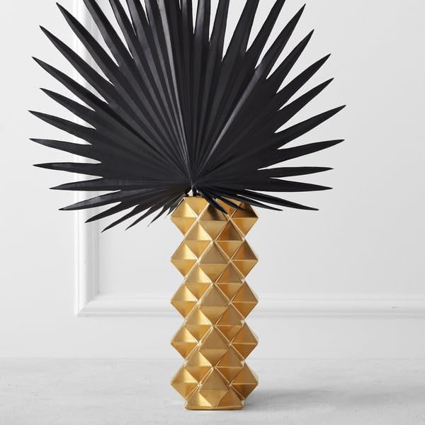 Z Gallerie Giza Small Modern Gold Pyramid Ceramic Flower Vase - Tabletop Home Decor for Bookshelf... | Amazon (US)