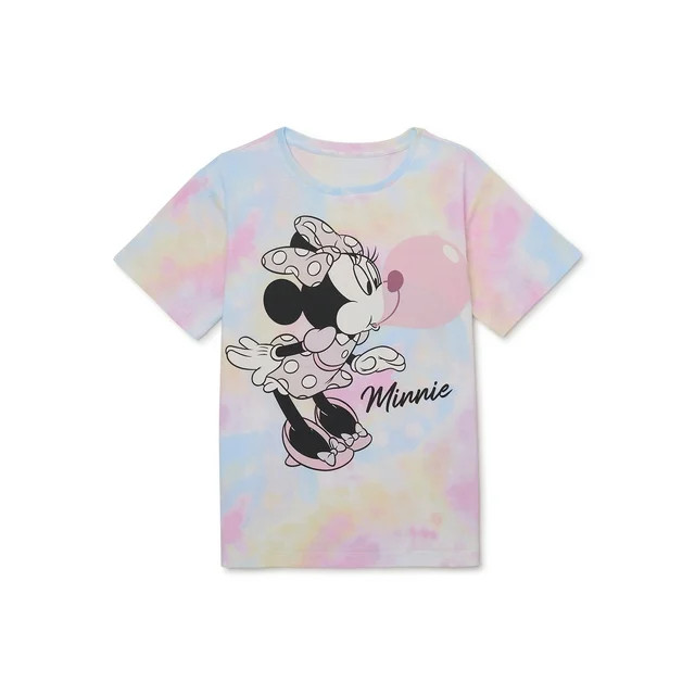 Disney Minnie Mouse Girls Bubblegum Tie Dye Graphic Tee, Sizes 4-16 | Walmart (US)