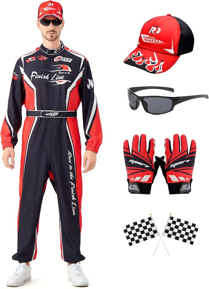 Lopbraa Race Car Driver Costume Men with Hat | Amazon (US)