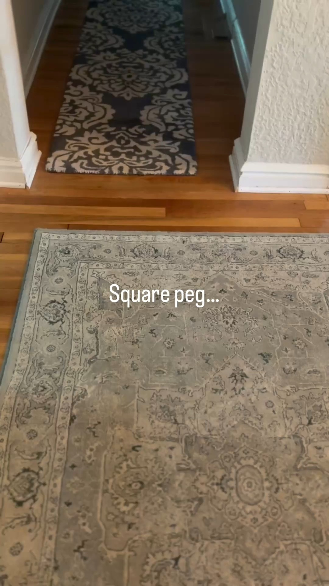 Square peg…round hole.
This runner just didn’t fit.
Enter a blue, cushy, washable number to put things right.
This rug has a pad that feels good underfoot and is durable for everyday life. Best news…it’s totally affordable!

Check out more in my bio and stories.

#LTKHome