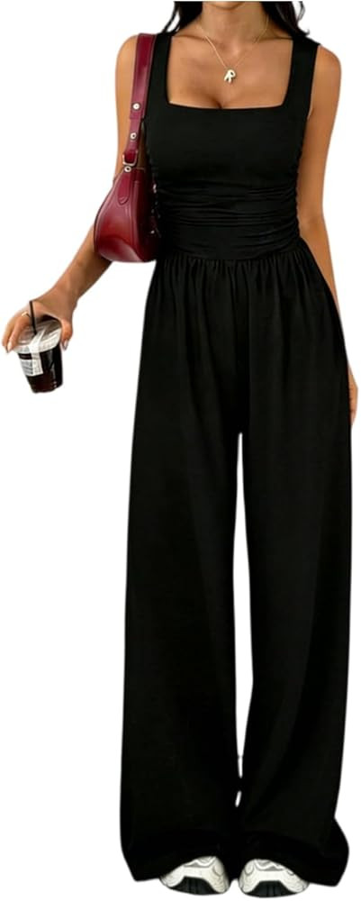 Lounge Sets for Women Summer Squared Neck Sleeveless Tank Tops and Wide Leg Pants Sets Tracksuits... | Amazon (US)