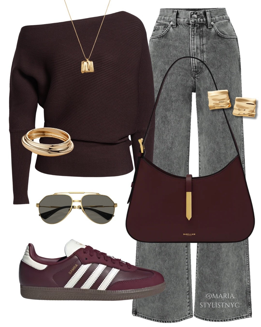 Burgundy Top & Gray Jeans Outfit  ♥️🩶✨ Adidas Sneakers 👟 

#LTKStyleTip #LTKShoeCrush #LTKSeasonal