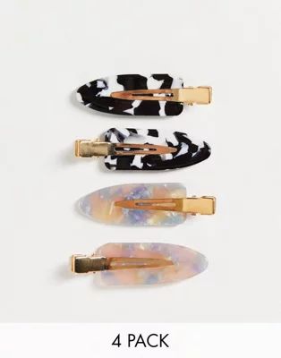 ASOS DESIGN pack of 4 styling clips in resin | ASOS (Global)