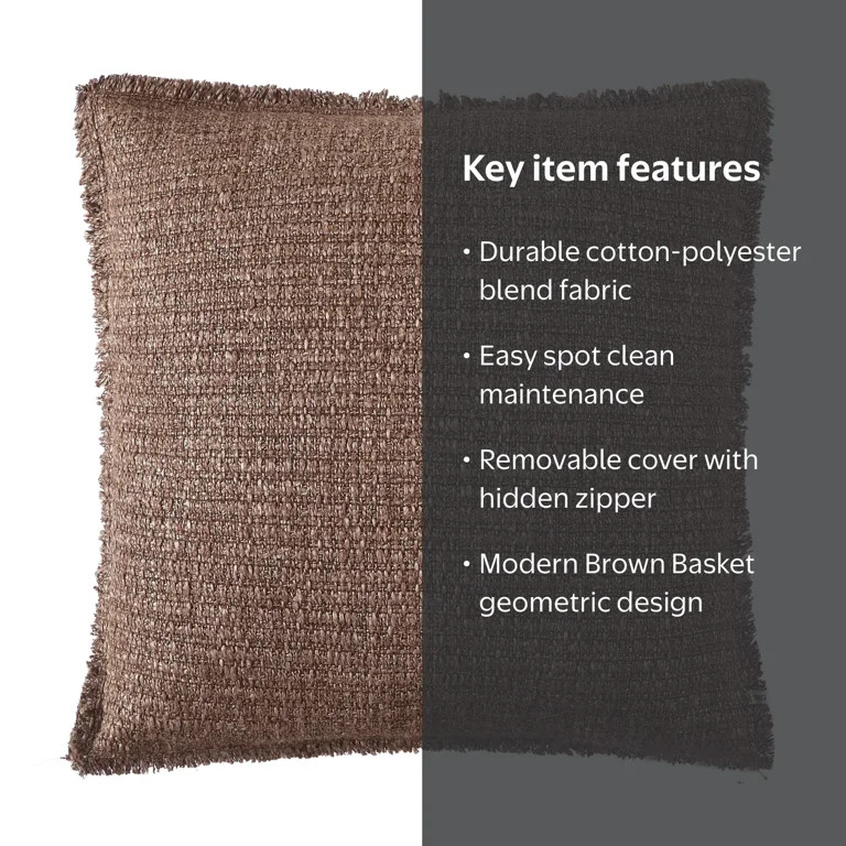 Better Homes and Gardens 22" x 22" Brown Basket Sunny Decorative Pillow for Adults | Walmart (US)