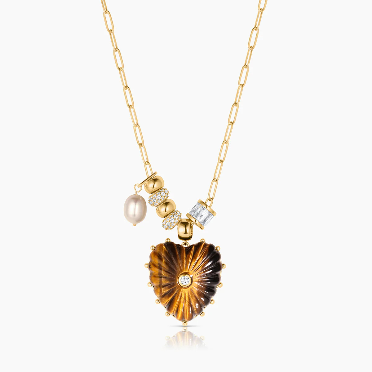 Soirée Tiger's Eye Heart Necklace | Thatch
