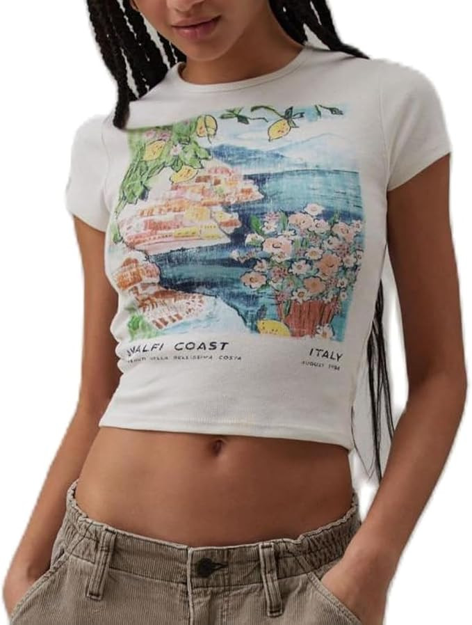 Amiblvowa Y2k Baby Tees Short Sleeve Crop Tops Women Teen Girl Fruit Graphic Print Cropped T Shir... | Amazon (US)