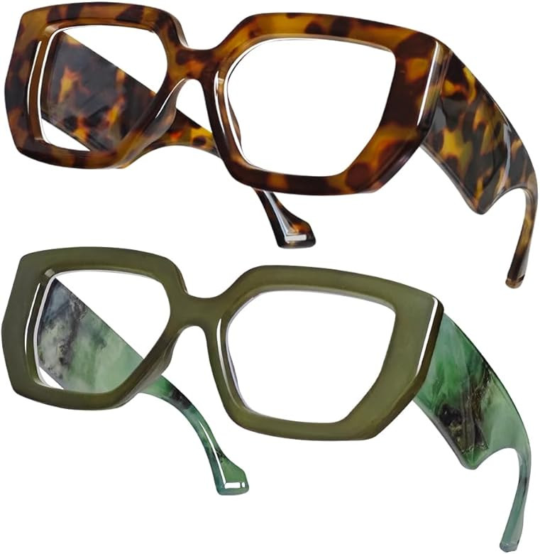 Laemzinv Blue Light Glasses for Women, Oversized Square Thick Acetate Frame, for Computer Glasses... | Amazon (US)